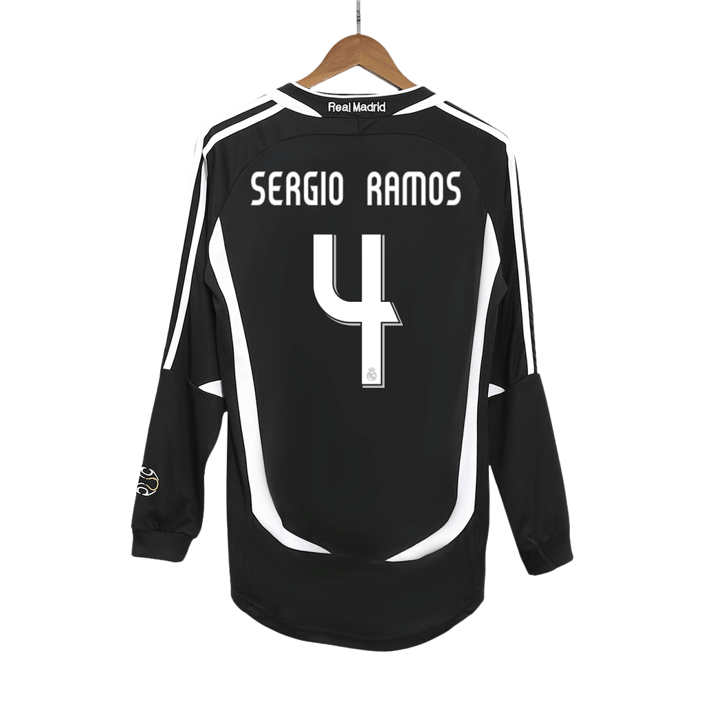 Real Madrid Retro Auswärtstrikot Langarm 2006/07 SERGIO RAMOS #4