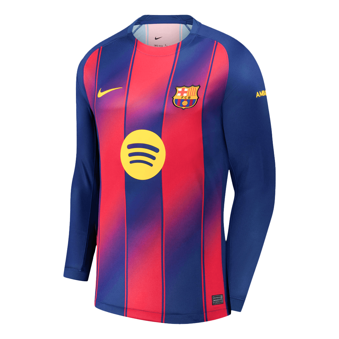 Herren Barcelona Heim Langarm Fußballtrikot 2025/26