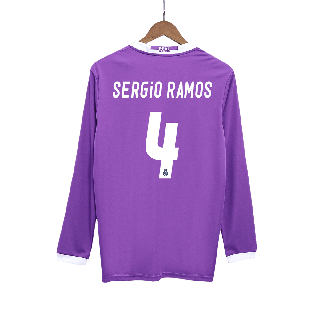 Real Madrid Retro Auswärtstrikot Langarm 2016/17 SERGIO RAMOS #4
