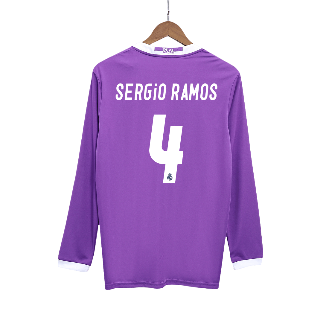 Real Madrid Retro Auswärtstrikot Langarm 2016/17 SERGIO RAMOS #4