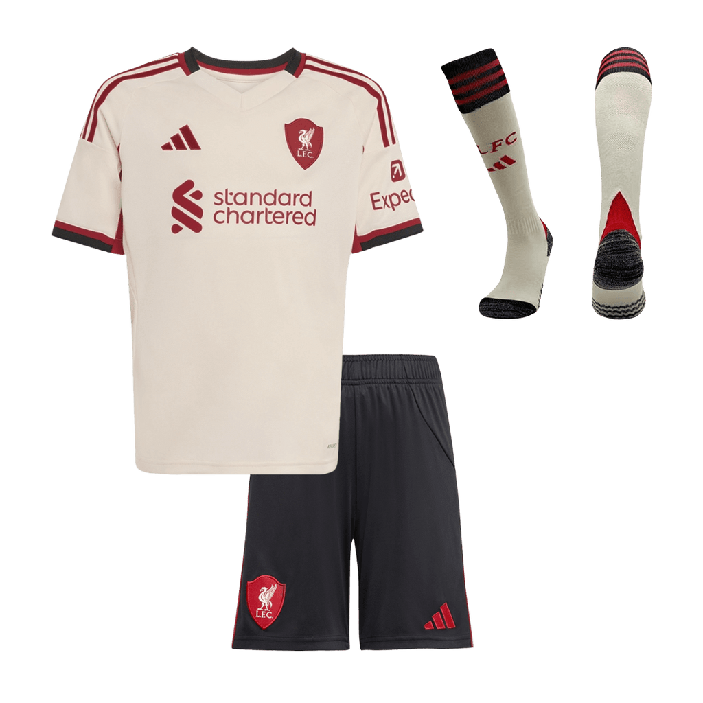 Liverpool Kinder Auswärtstrikot 3-teilig Set 2025/26