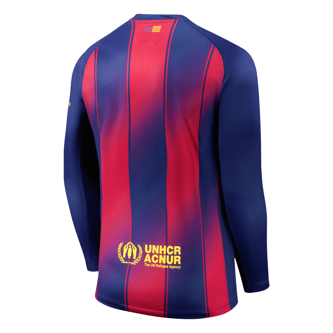 Herren Barcelona Heim Langarm Fußballtrikot 2025/26