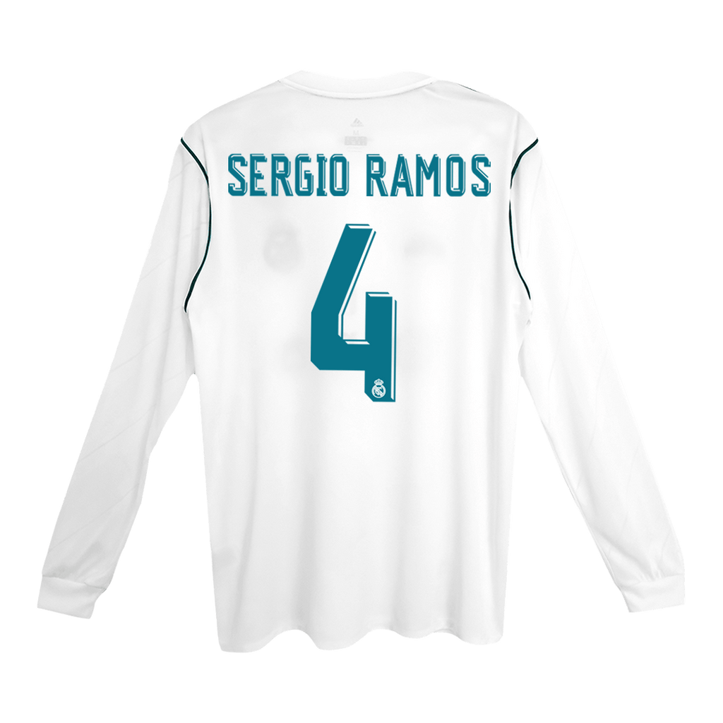 Real Madrid Retro Heimtrikot Langarm 2017/18 SERGIO RAMOS #4