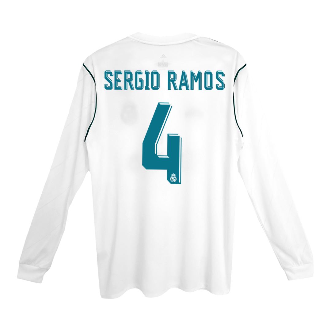 Real Madrid Retro Heimtrikot Langarm 2017/18 SERGIO RAMOS #4